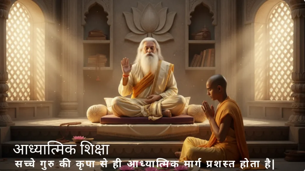 यह छवि आध्यात्मिक विकास के पाँच महत्वपूर्ण चरणों को दर्शाती है: 1. अशांत मन से शुरुआत 2. ध्यान और साधना का अभ्यास 3. गुरु की कृपा प्राप्त करना 4. सत्संग में सहभागिता 5. आंतरिक शांति और आत्मज्ञान यह यात्रा प्रत्येक व्यक्ति के लिए संभव है जो समर्पण और निष्ठा से आध्यात्मिक मार्ग पर चले।