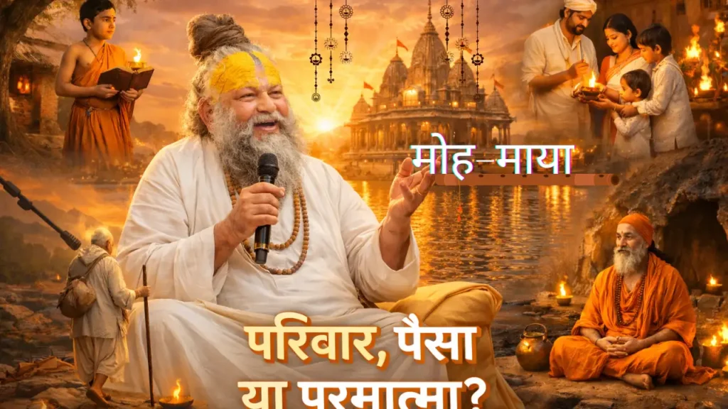 प्रेमाानन्द जी काशी विश्वनाथ मंदिर घाट पर सूर्यास्त में सन्यास आश्रम प्रवचन